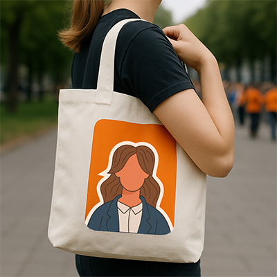 goodies pour meeting politique, exemple de tote bag en coton avec impression personnalisée